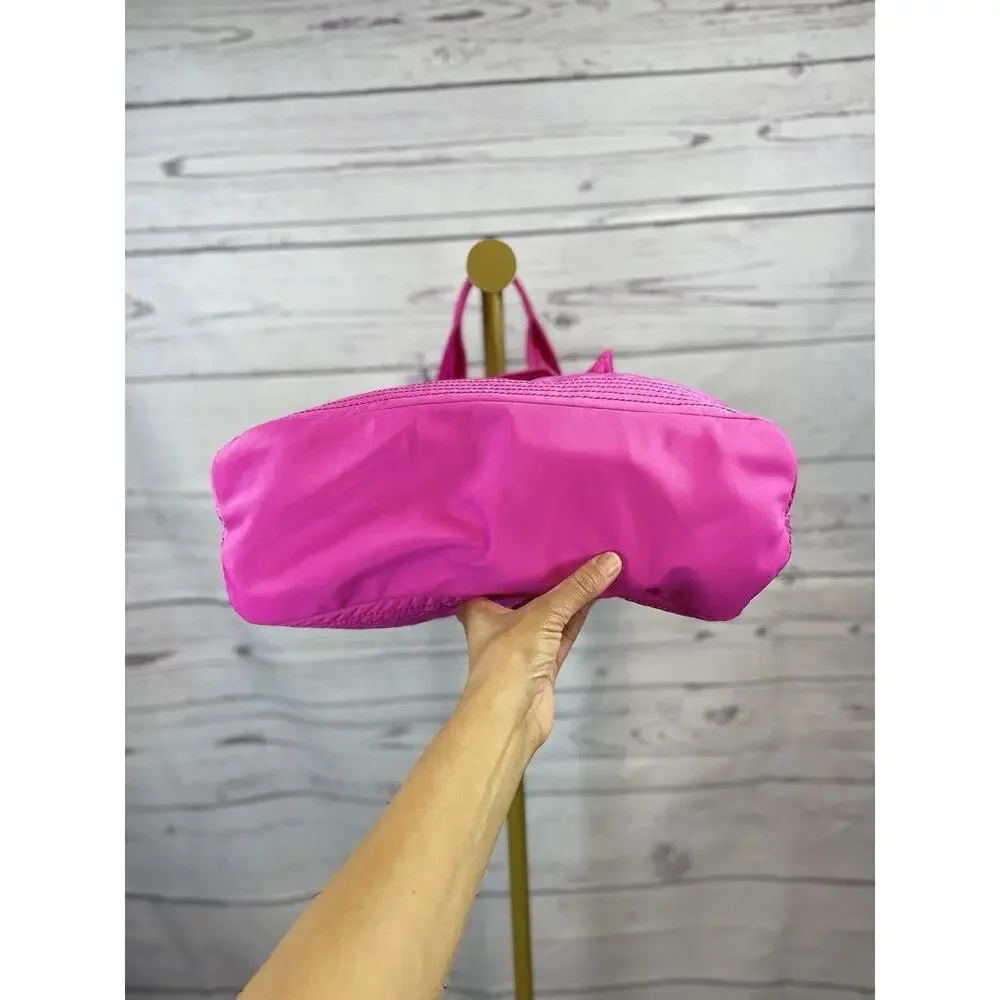 Kate Spade New York Hot Pink Nylon Tote Bag Bow Accent Shoulder Purse - Picture 3 of 13